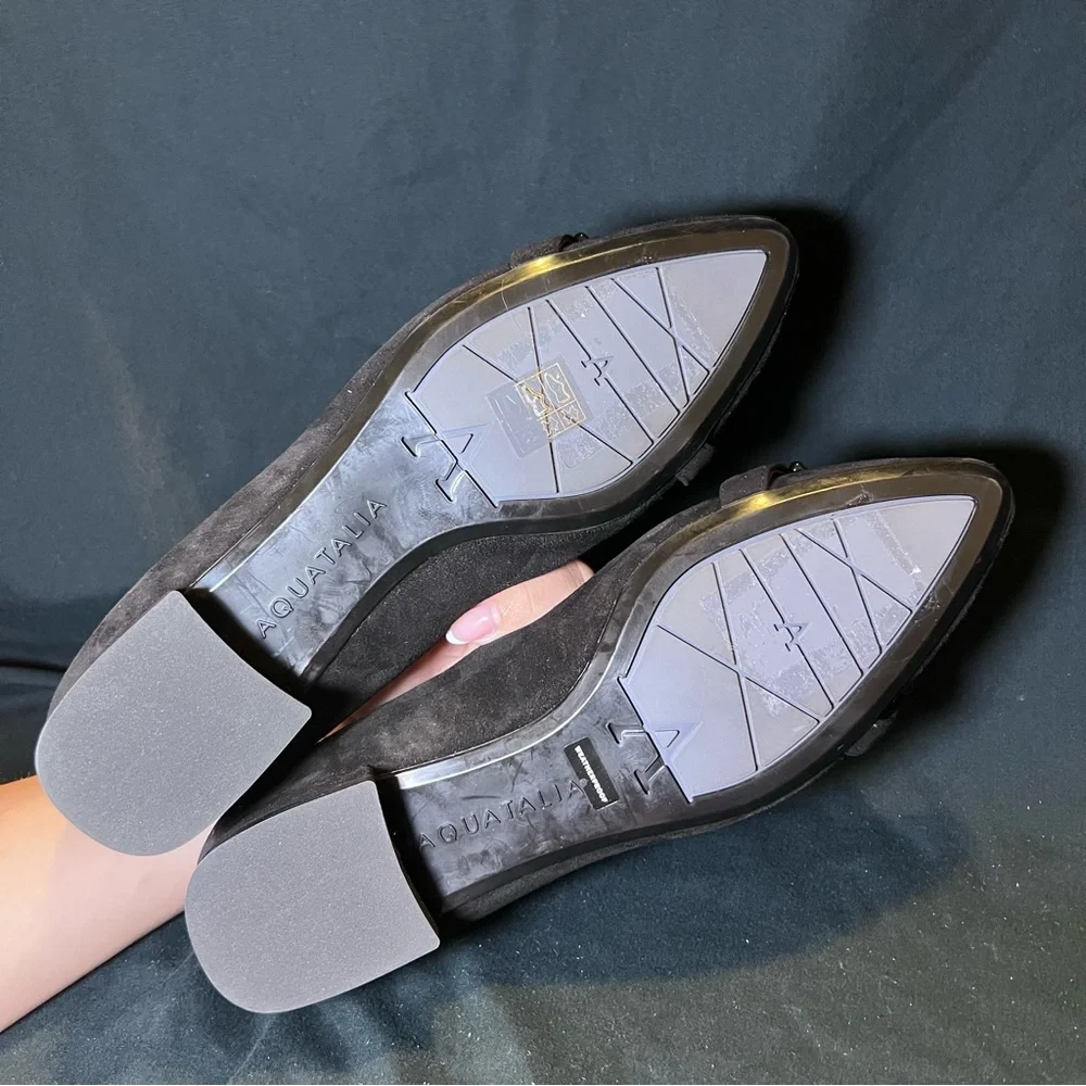 NWOT AQUATALIA PALINA SUEDE CHAIN BALLERINA FLATS IN BLACK SZ 8 - Picture 8 of 8